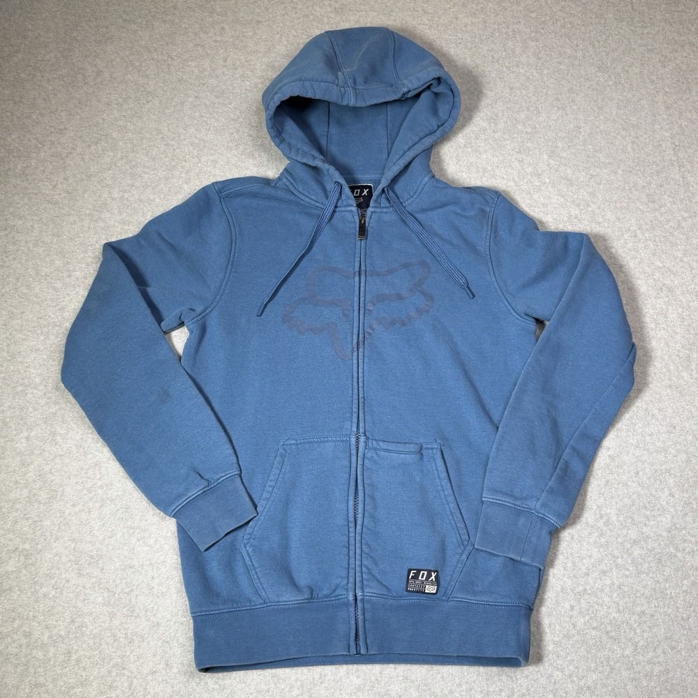 Vintage Y2K Fox Racing Full Zip Hoodie Sweatshirt Big Chest Logo Men's Small - Picture 1 of 11